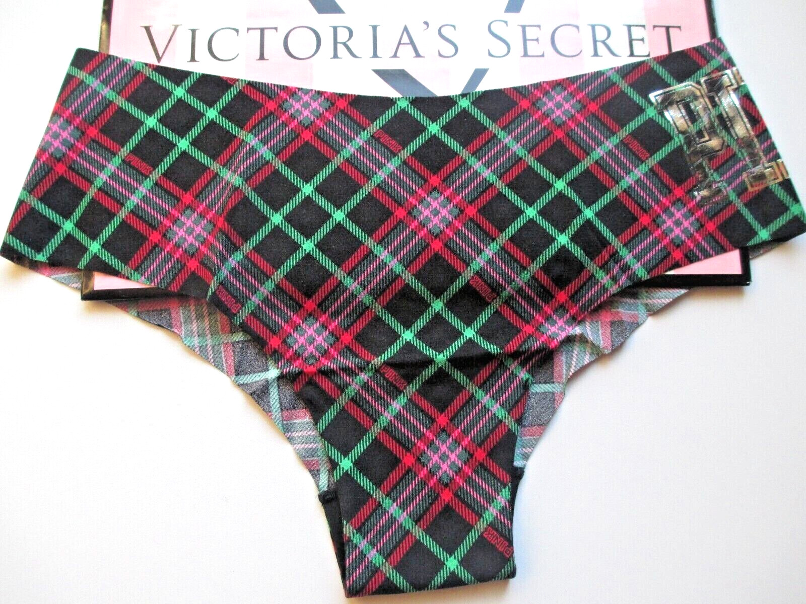 VICTORIA’S SECRET PINK No Show Cheeky Panty VS Green Plaid S M L XL 2XL NWT