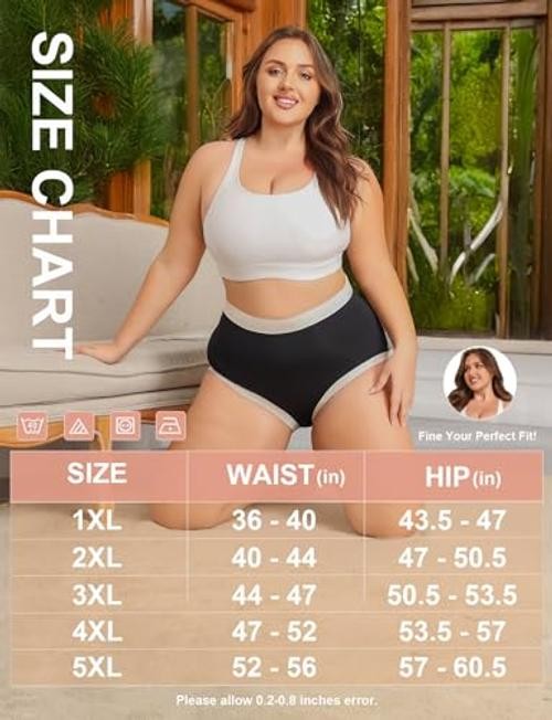 Womens Plus Size Seamless Underwear High Waisted Ladies 3X Multi1 (4 Pack)