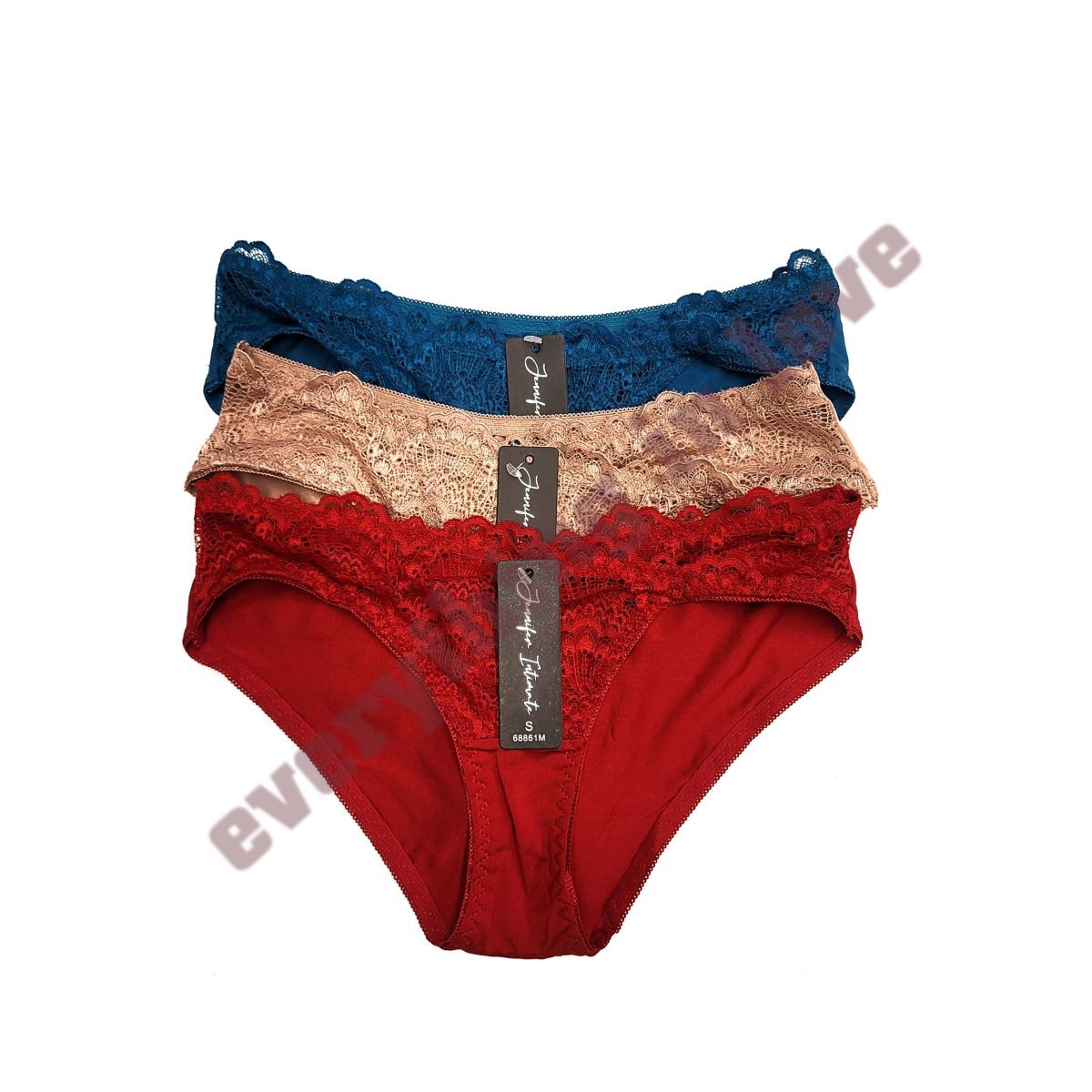 Women Front Overlap Lace Stretch Satin Back Sexy Cute Bikini panties Underwears