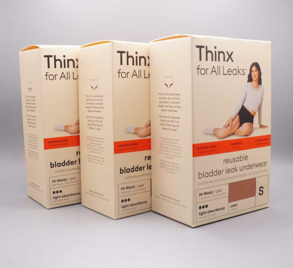 Thinx Reusable Period Underwear, Size Small, Light Absorbency, Brown, 3 Pack!