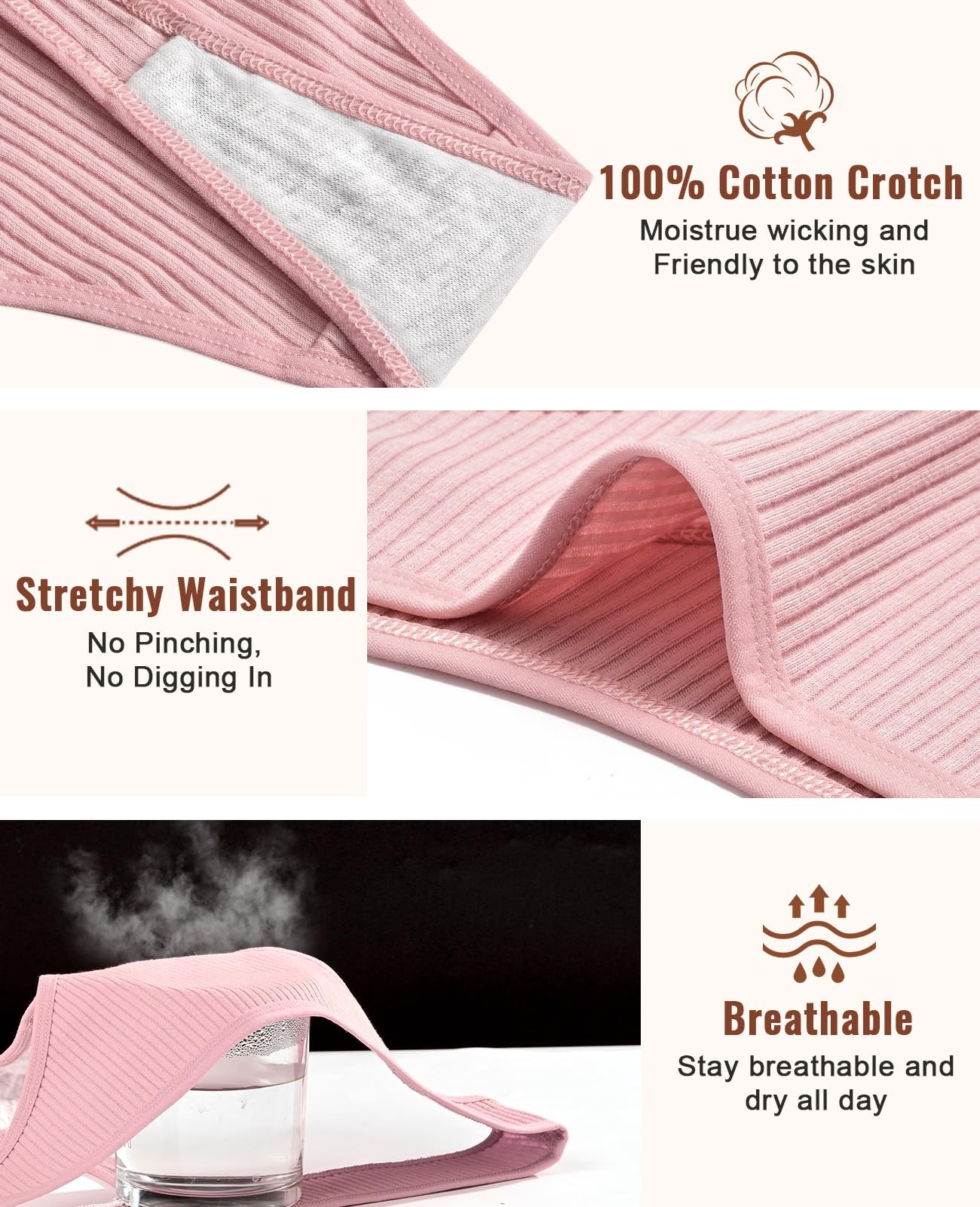 Sunm Boutique Cotton Thongs For Women Rise Sexy Womens Underwear Ribbed Cotton