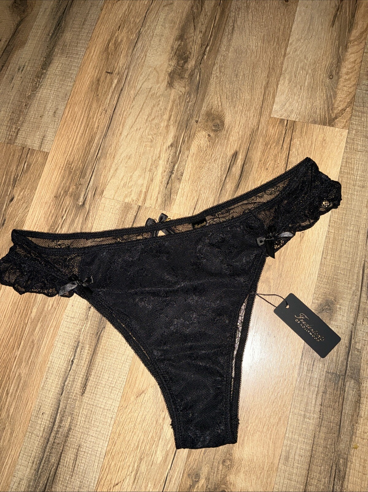 NWT XXL Frederick’s Of Hollywood LUELLA Floral Lace Black Panties F300-0032