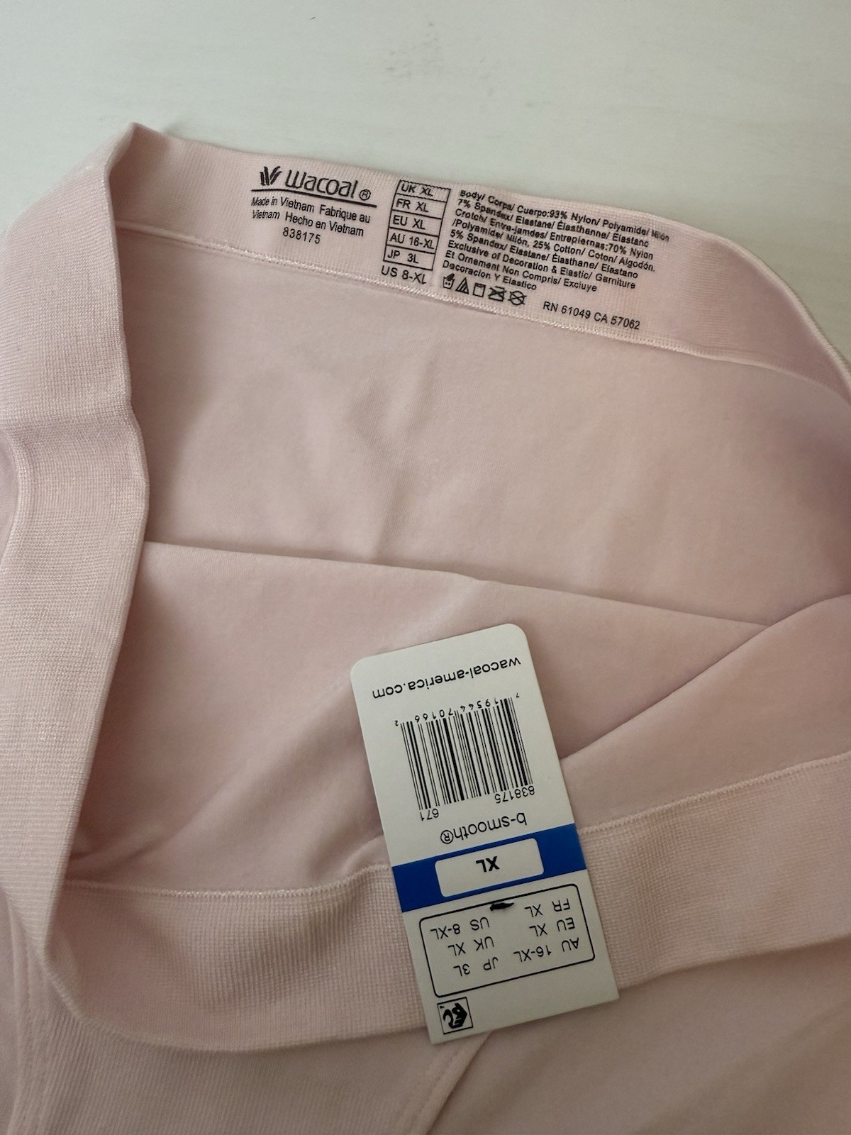 WACOAL 838175 B-Smooth FULL Brief Panties Naturally Light Pink Size XL