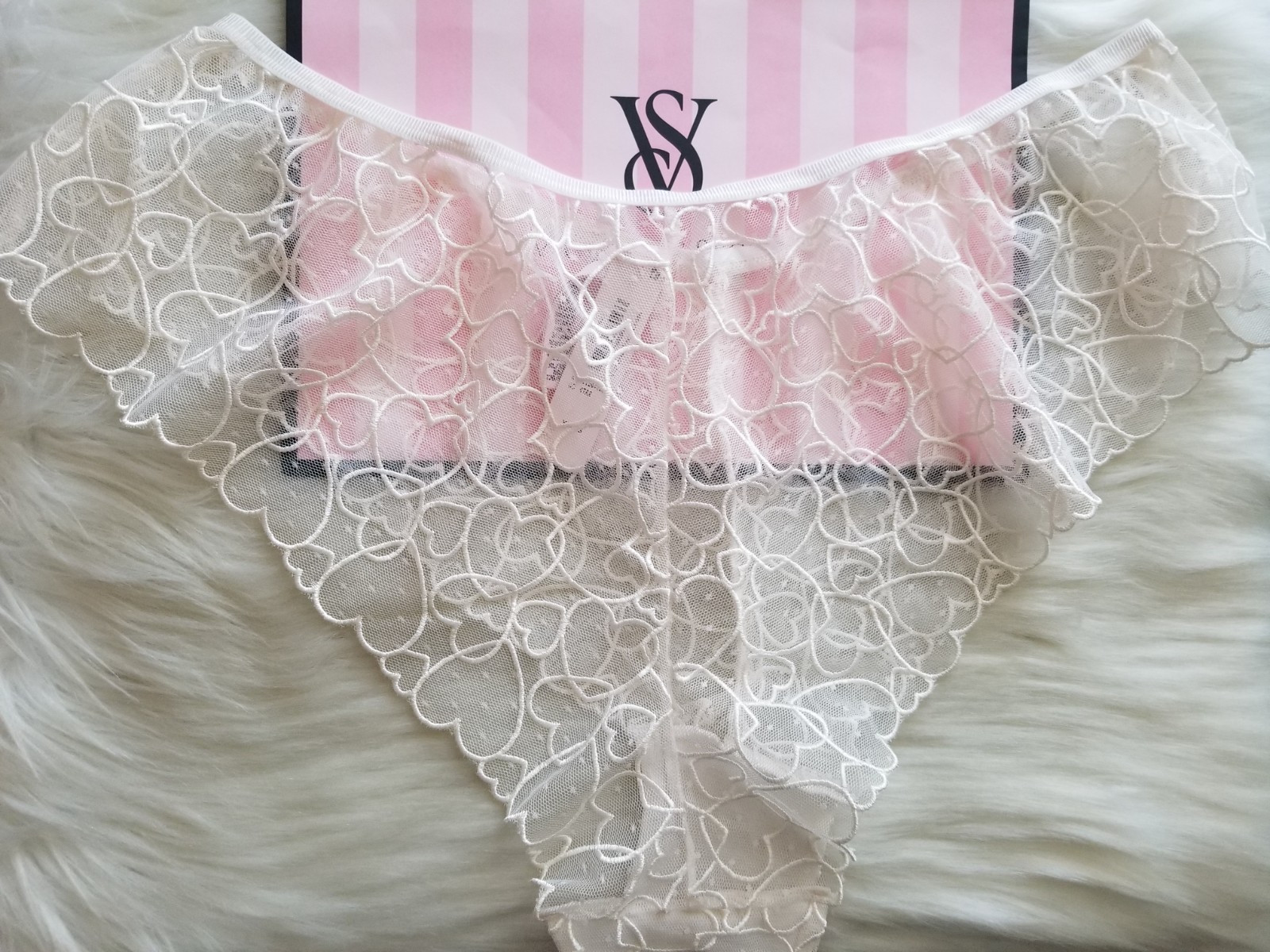 VICTORIA’S SECRET TEASE BRIDAL CHEEKY FLUTTER PANTY XL COCONUT WHITE NWT