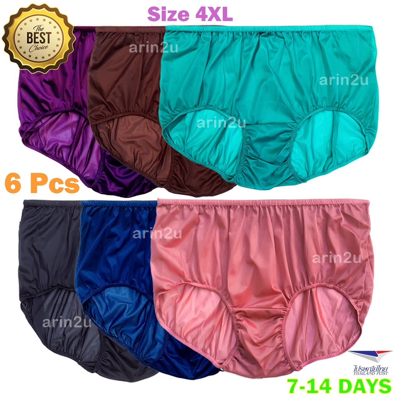 6 Pcs Plus Size 4XL Underwear Vintage Sheer Transparent Silky Nylon Panties Brie
