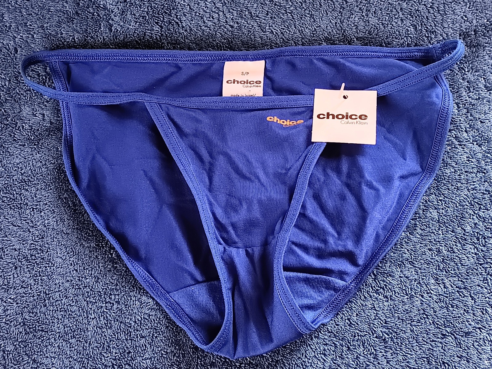 Vtg 2000s Bright Blue CALVIN KLEIN CHOICE String Bikini Panty NYLON ELASTN S NWT