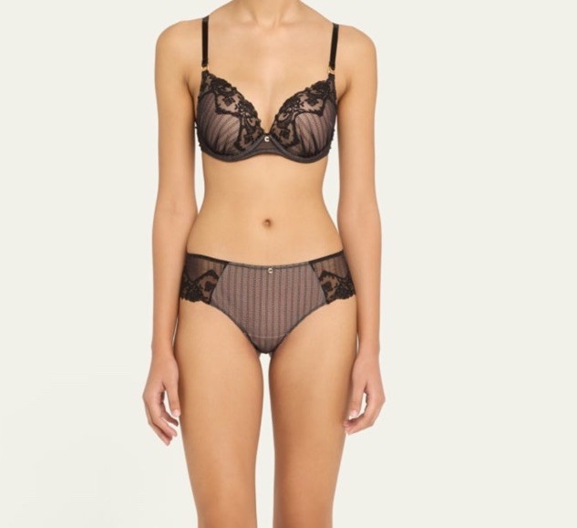 Chantelle Cabaret Savage Embroidered Lace Hipster Briefs Size XS Black