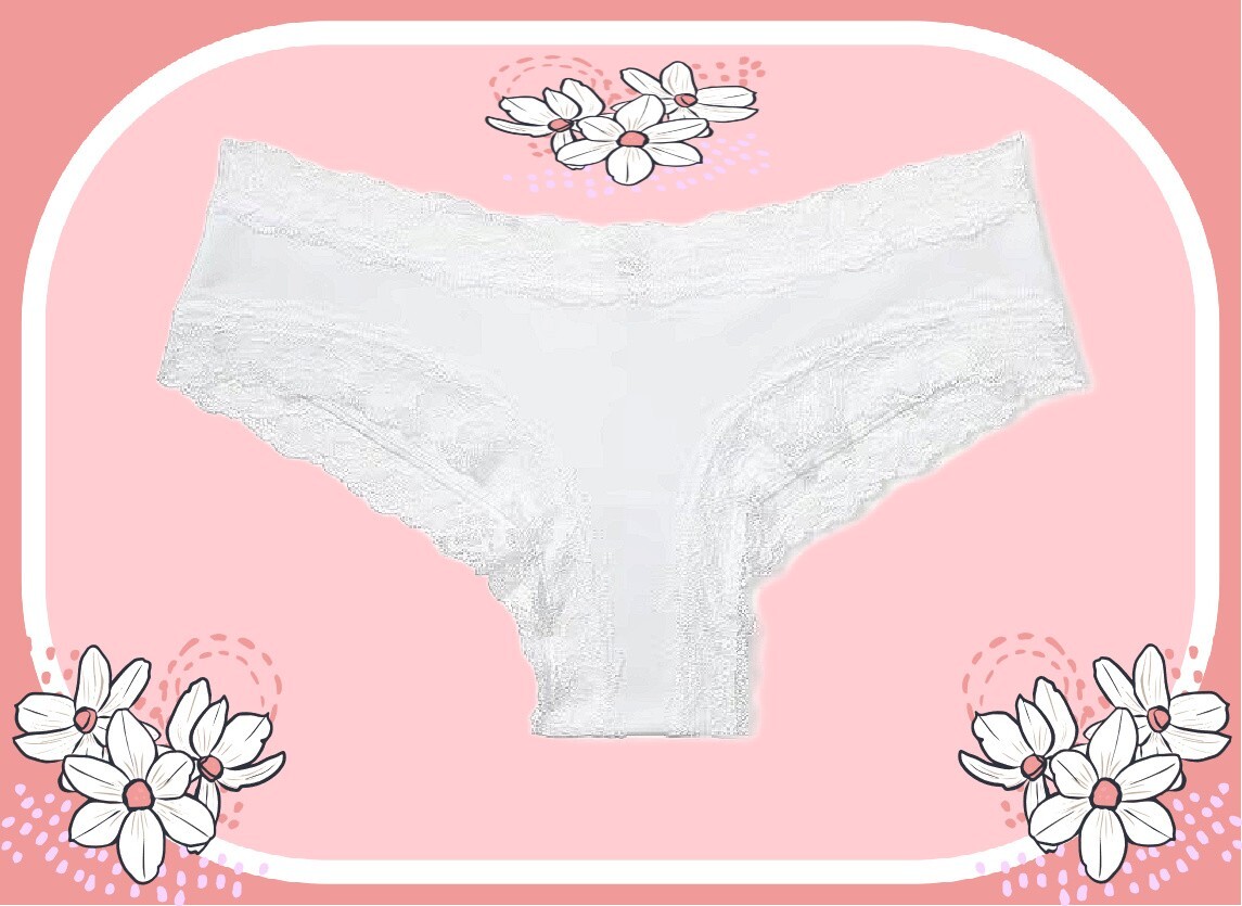 L Bright White Victoria’s Secret Stretch Cotton Lace-Waist & Leg Cheeky Pantie