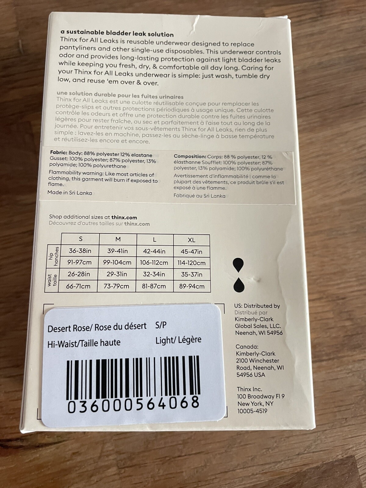 Thinx Leaks Underwear Reusable Bladder Leak, Hi-Waist, Light Absorbency SMALL