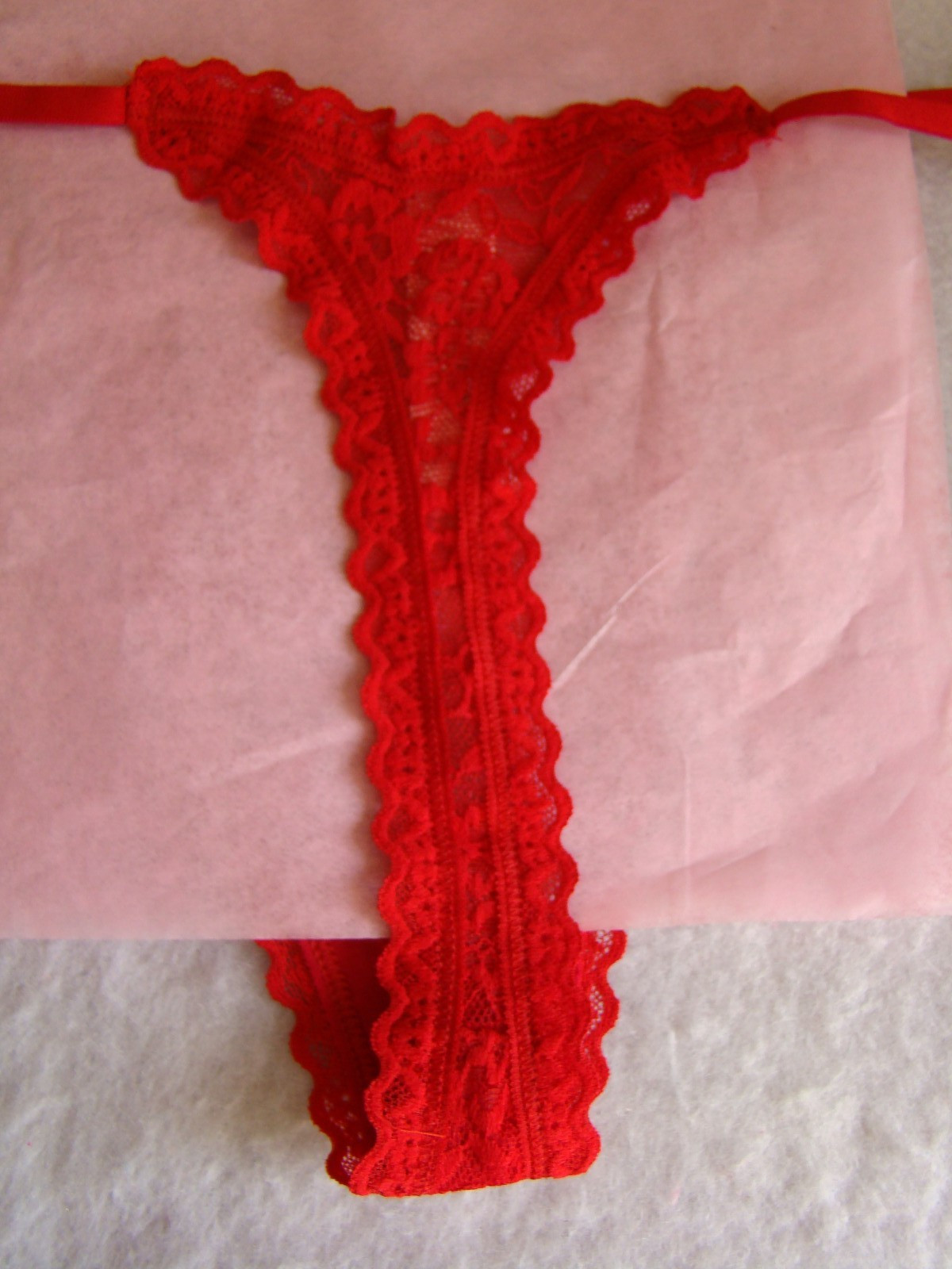 New Victoria’s Secret Red Floral Lace Strappy Floral Lace Thong String Panty