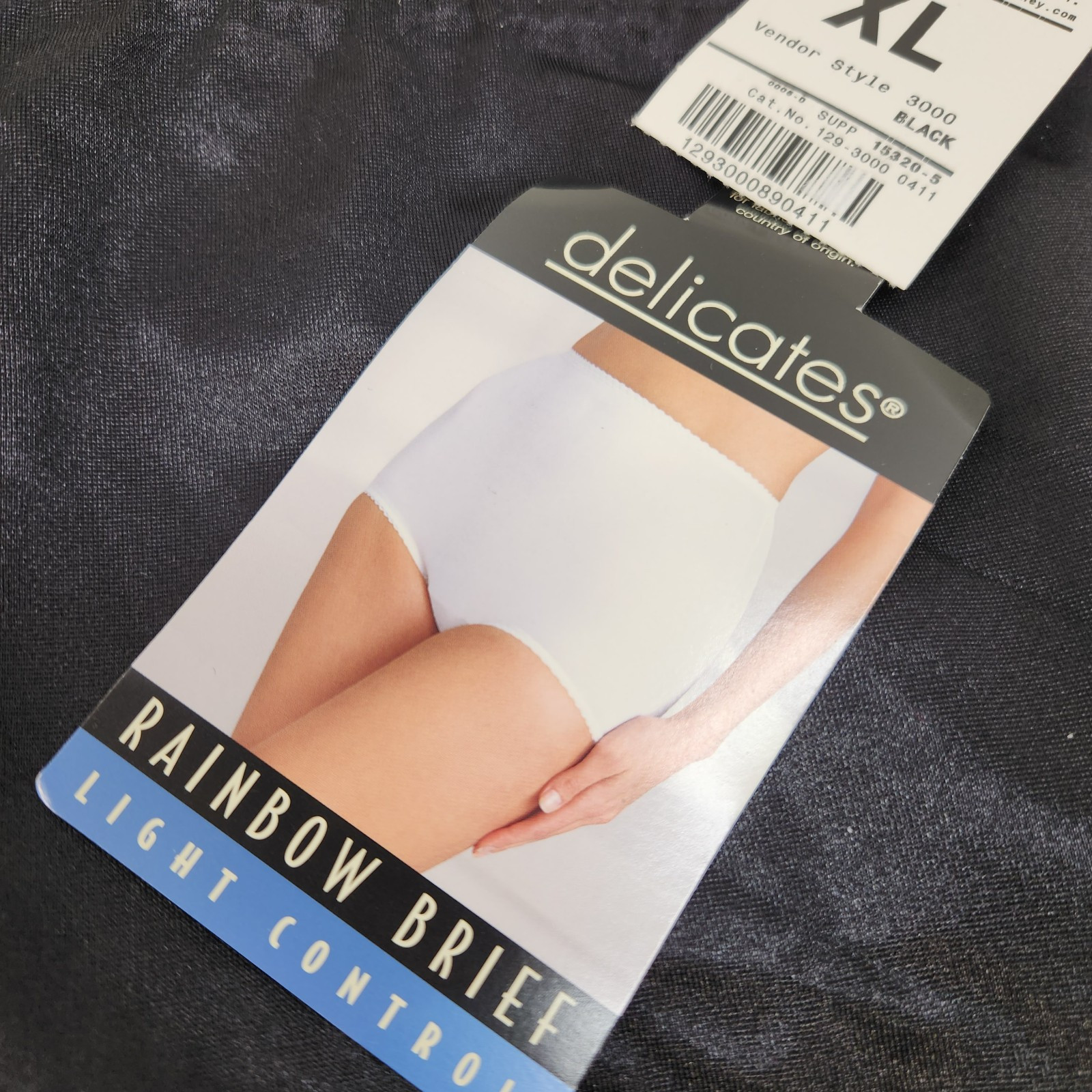 NEW 3 Pair Delicates Rainbow Light Control Briefs Black Panties Women Ladies XL