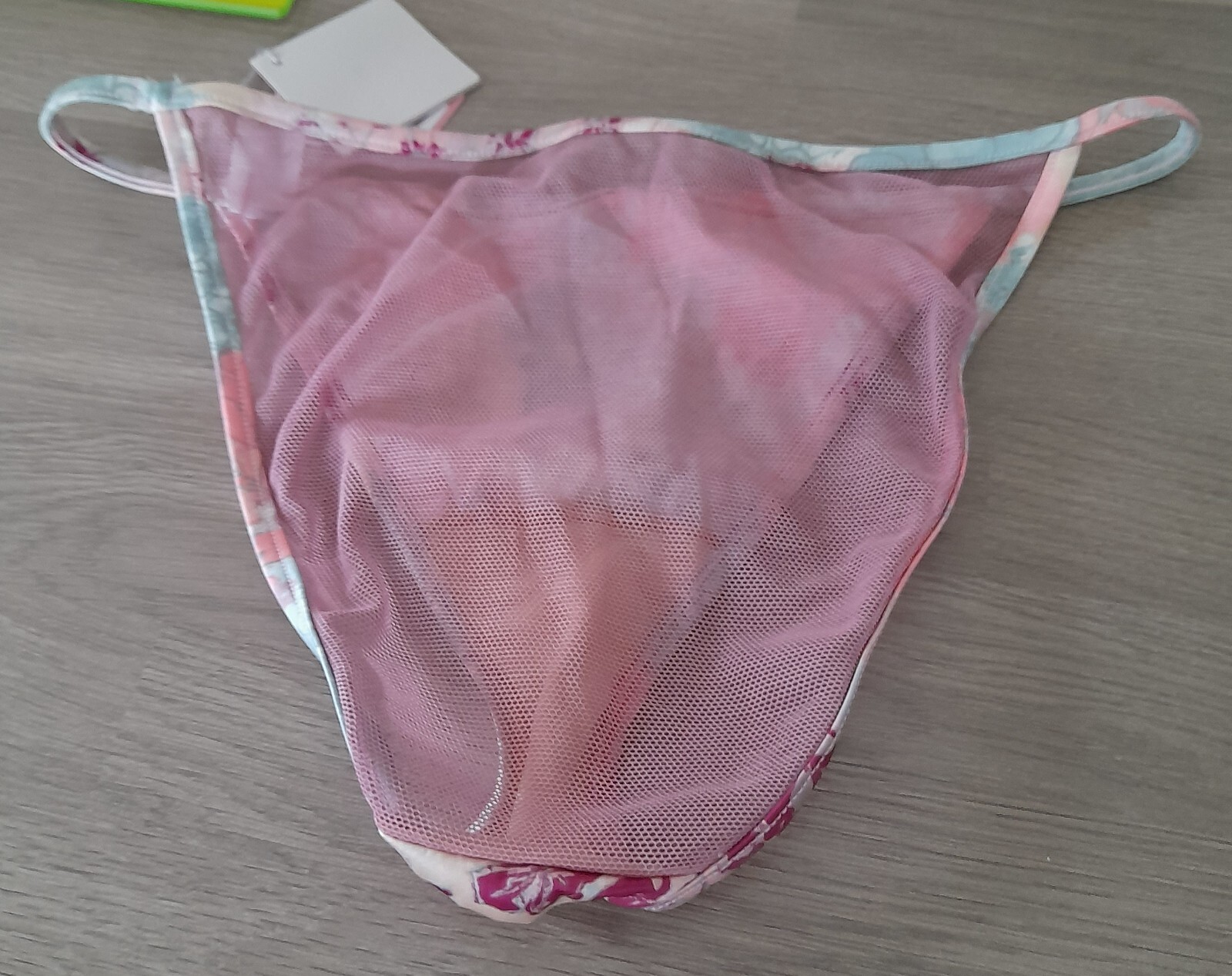 Valentino Intimate Floral Satin/Pink Mesh Collection String Sided Brief