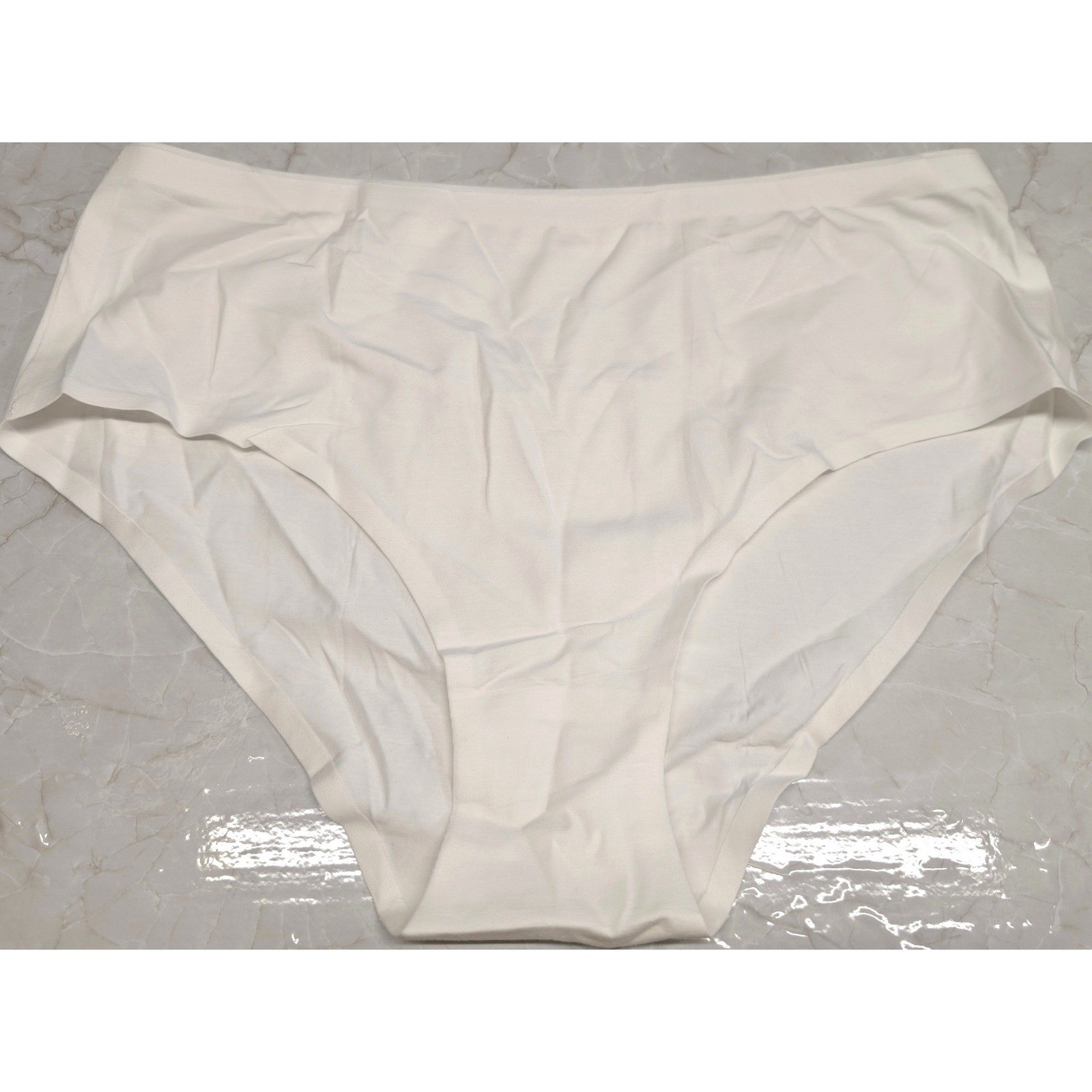 New Cotton Blend Hipster Panties Plus Size XL Off White Seamless Laser Cut Edge