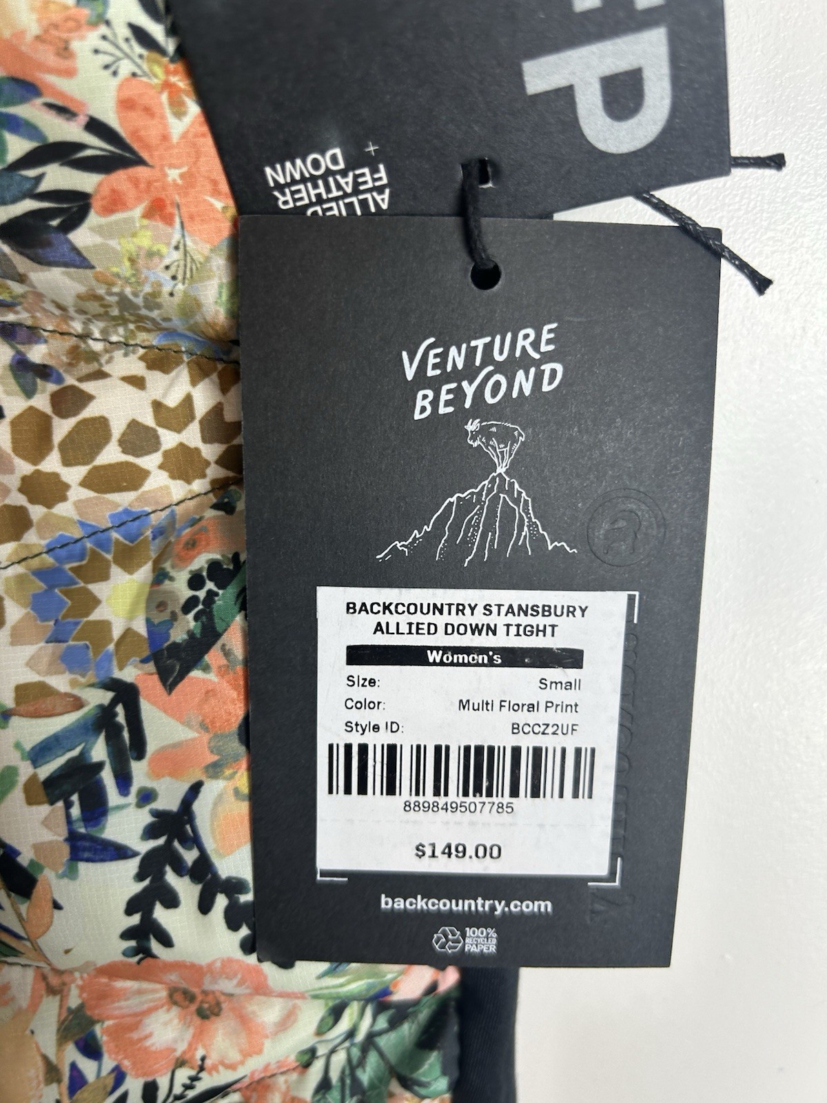 Backcountry Stansbury ALLIED Feather Down Tight Multi Floral Print Size S $149