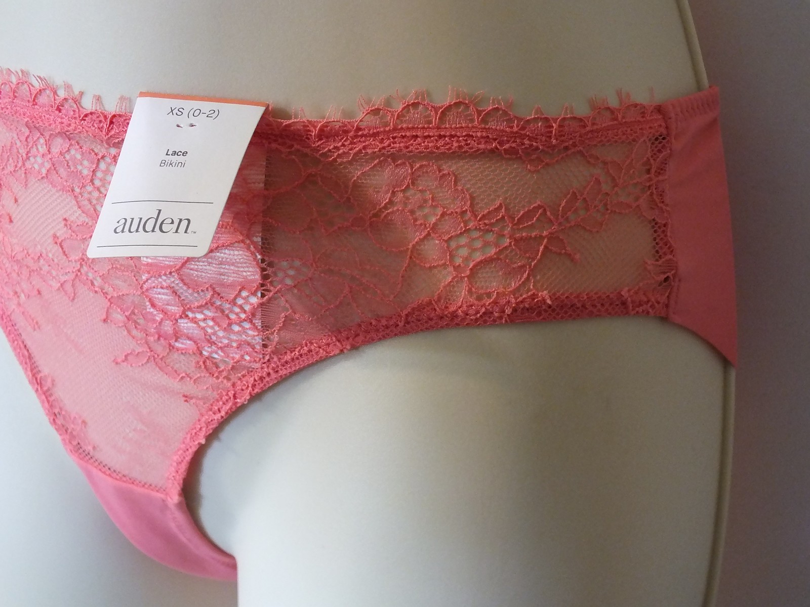 Auden Lace Bikini Underwear Coral Lightweight Nylon Spandex Blend Women XS (0-2)