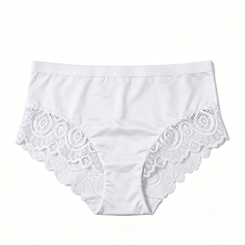 3 Pack Lot Sexy Womens Satin Panties Underwear Lace Briefs Mid Rise Lingeries