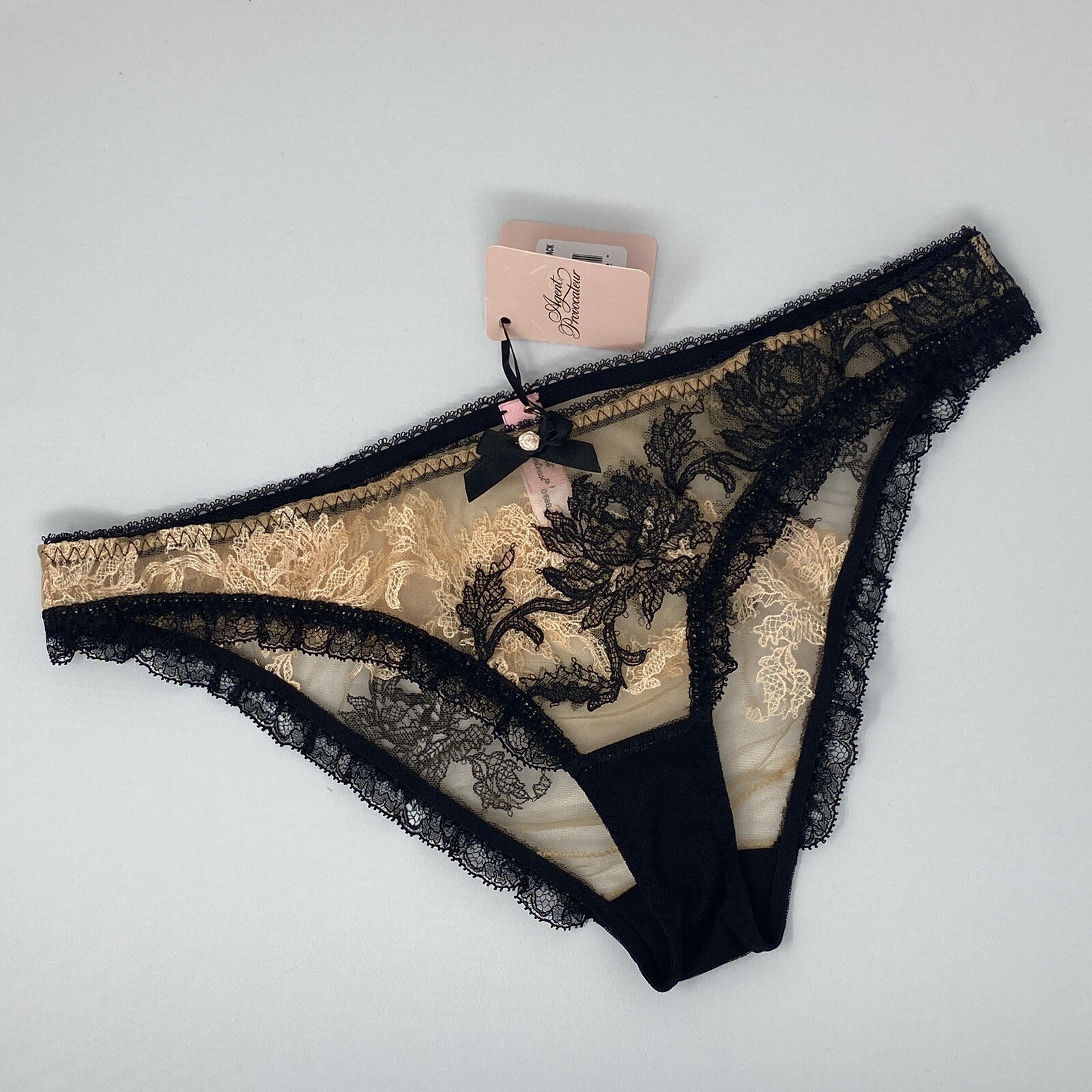 Agent Provocateur Luciela Peach Black Brief AP3 Medium NWT $165 *SALE*
