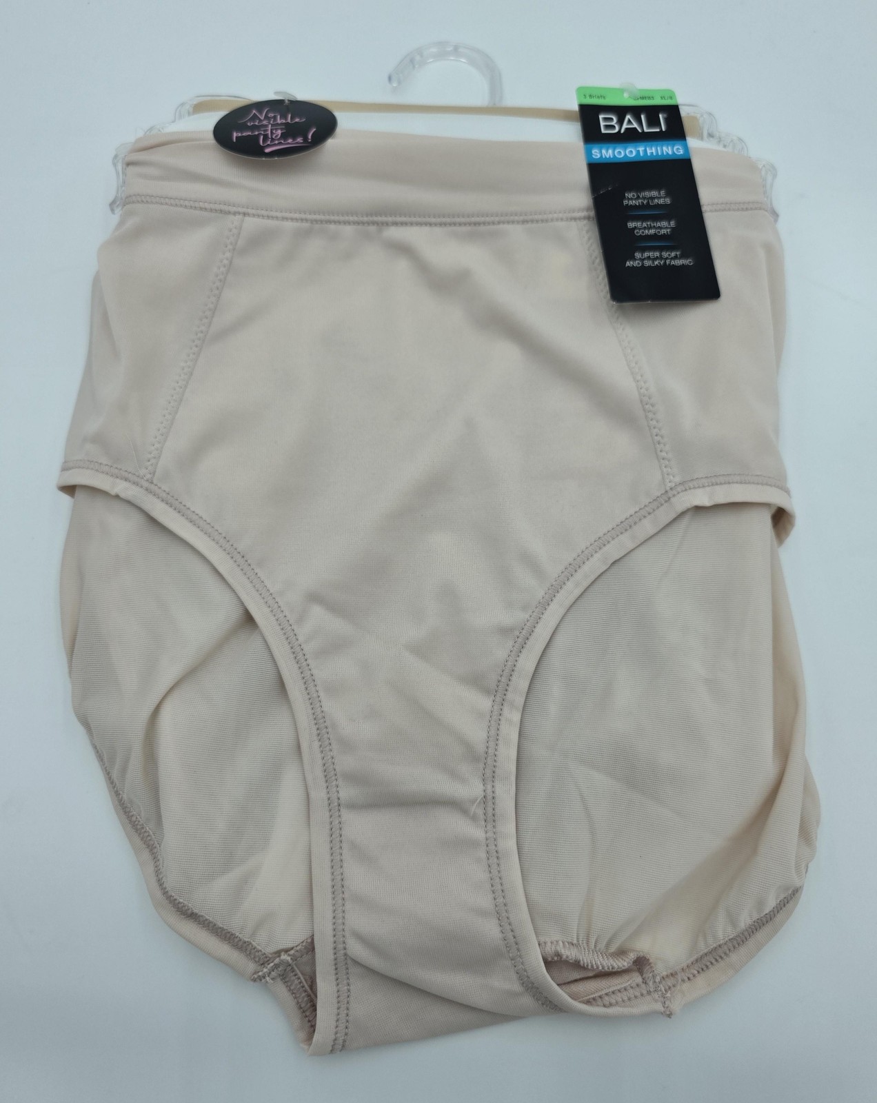 Bali Briefs Womens XL 8 Nude White Smoothing 3 Pack No Panty Line Silky DFMEB3