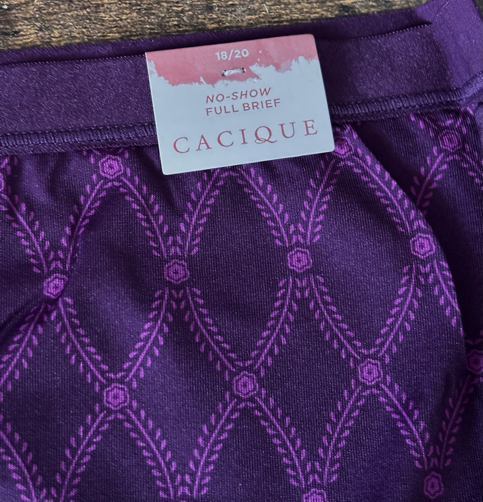 Plus Size 18/20 Lane Bryant Cacique No Show Lace Full Brief Panty Eggplant Royal