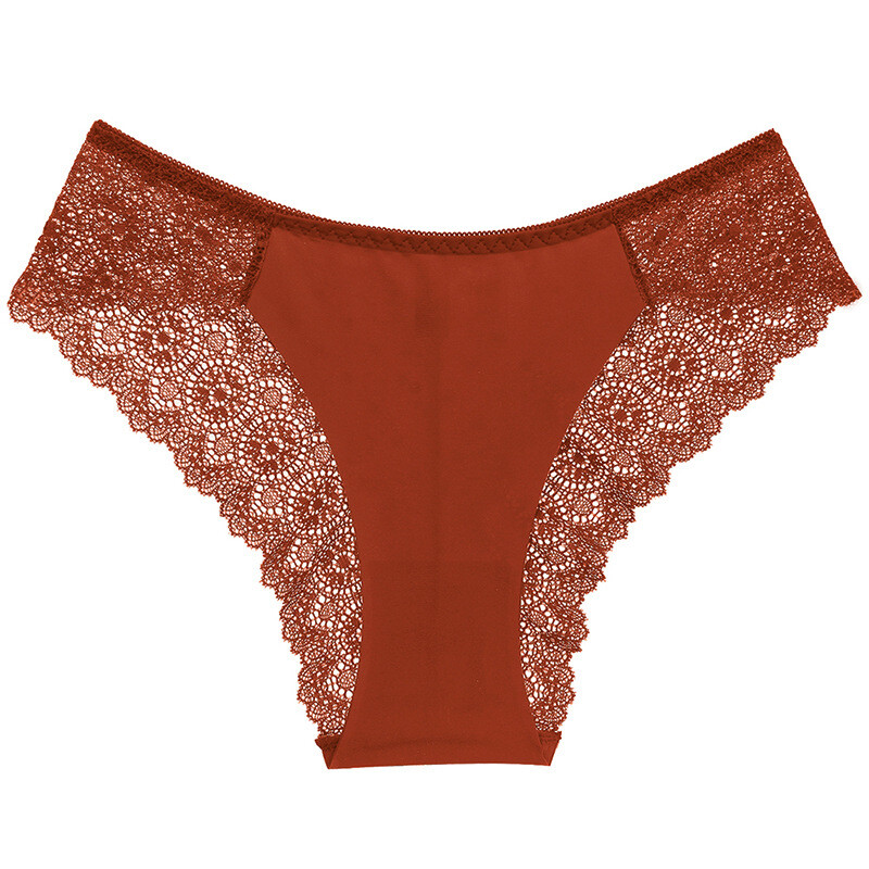 5 Pack Lot Sexy Womens Ice Silky Seamless Panties Lace Briefs Lingerie Underwear