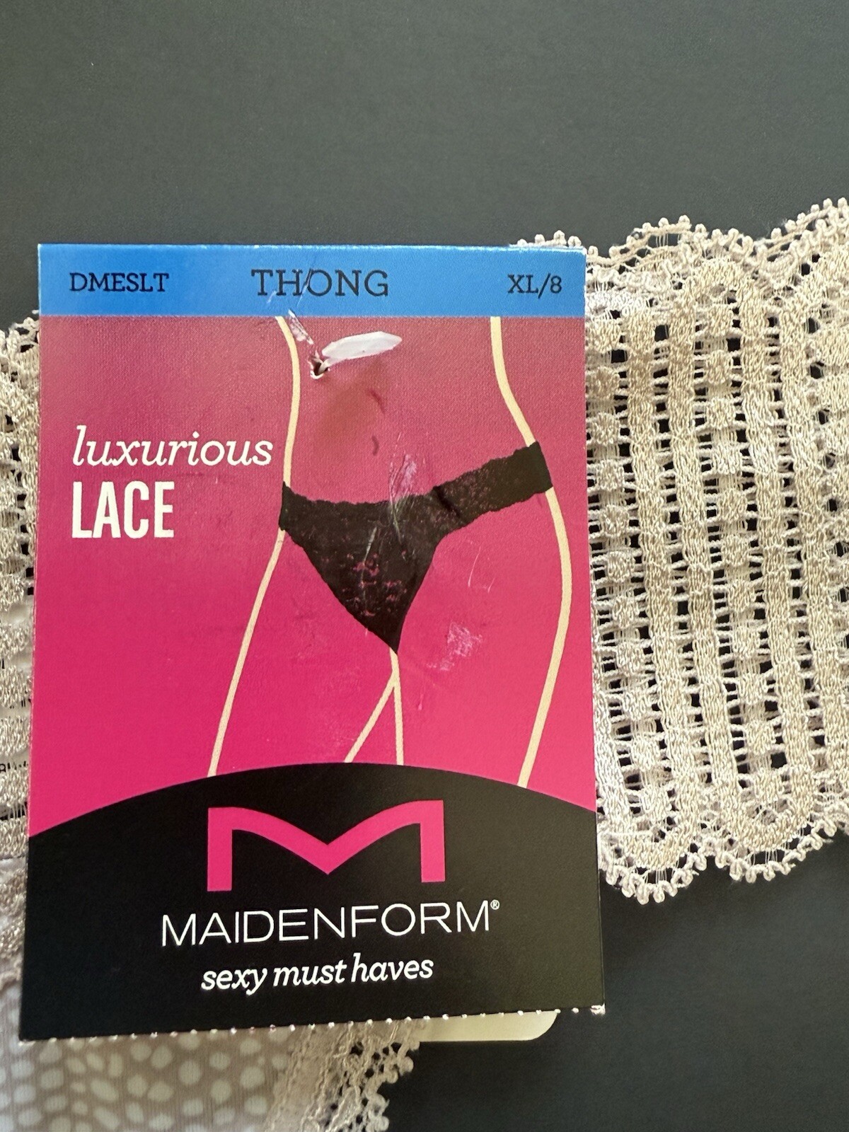 Maidenform Luxurious Lace Thong Panty Romantic Blush Bloom Size XL 8 NWT