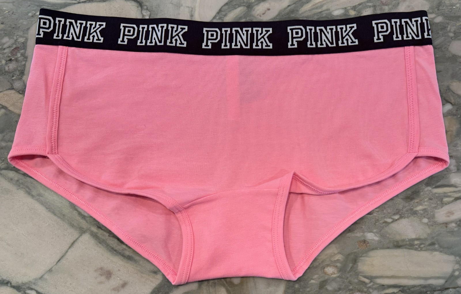 NEW Victoria Secret PINK BLOCK LOGO Cotton Trim Boyshort – Dreamy Pink – XXL