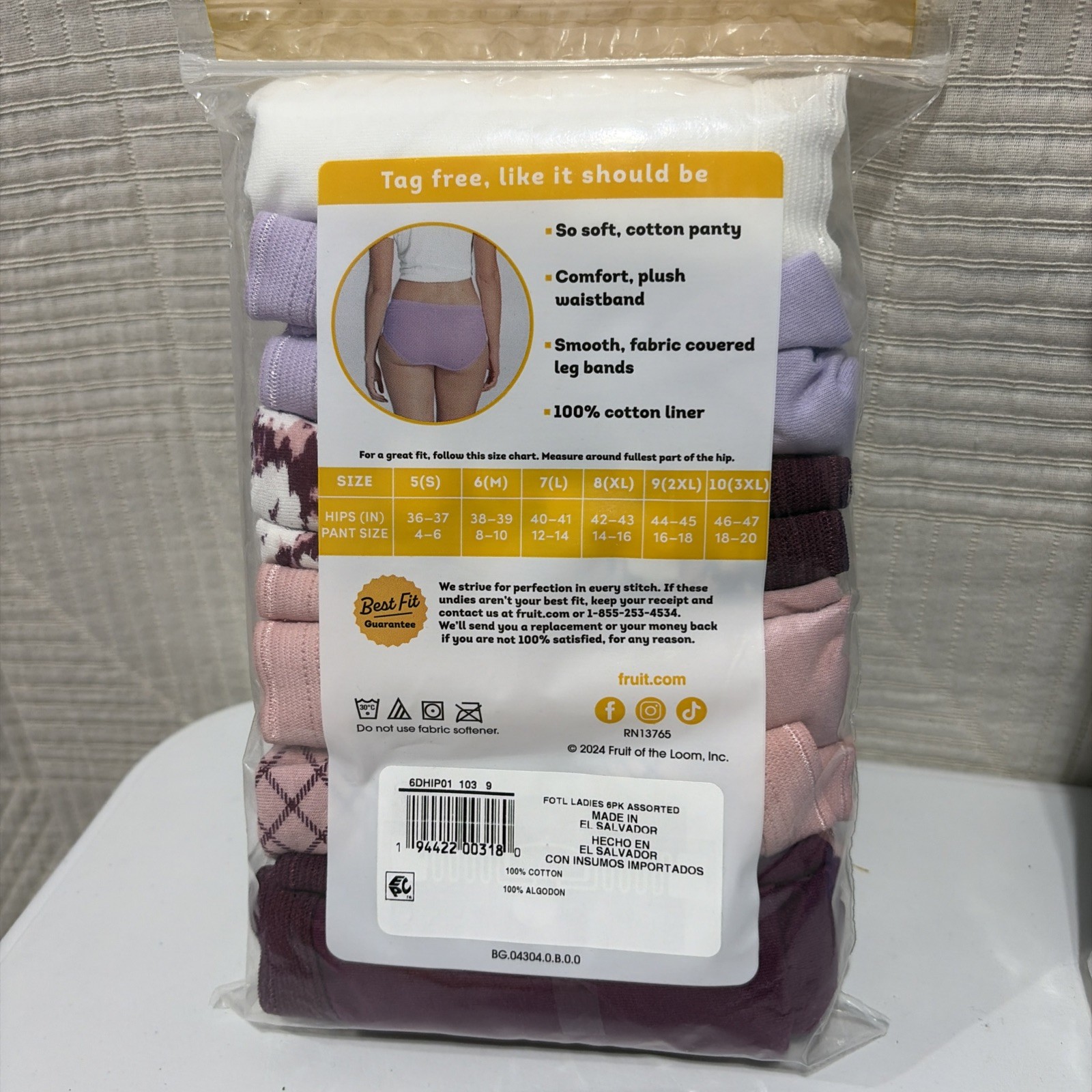 Fruit Of The Loom Woman’s Hipster Panties Size 9/2XL Pant Size 16-18 New