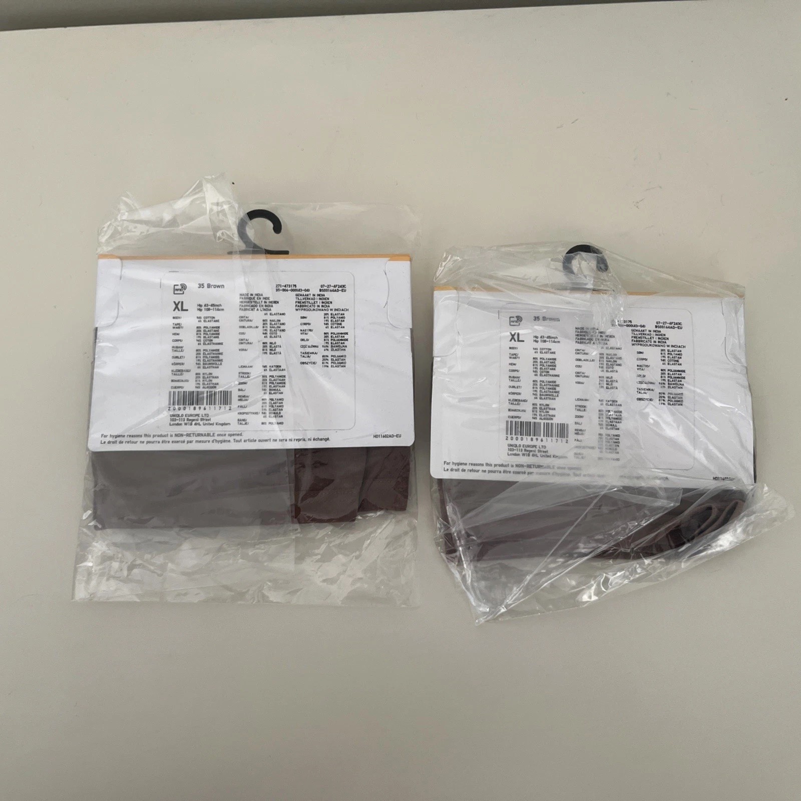 2 PRs UNIQLO SIZE XL MID WAIST BRIEFS UNDERPANTS -35 brown-43-45” HIP-RRP £15.90