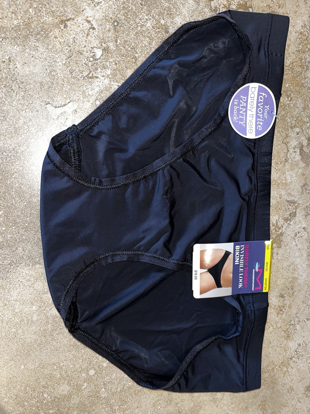 NWT Maidenform Invisible Look BARELY THERE Black Bikini Panty Medium 6