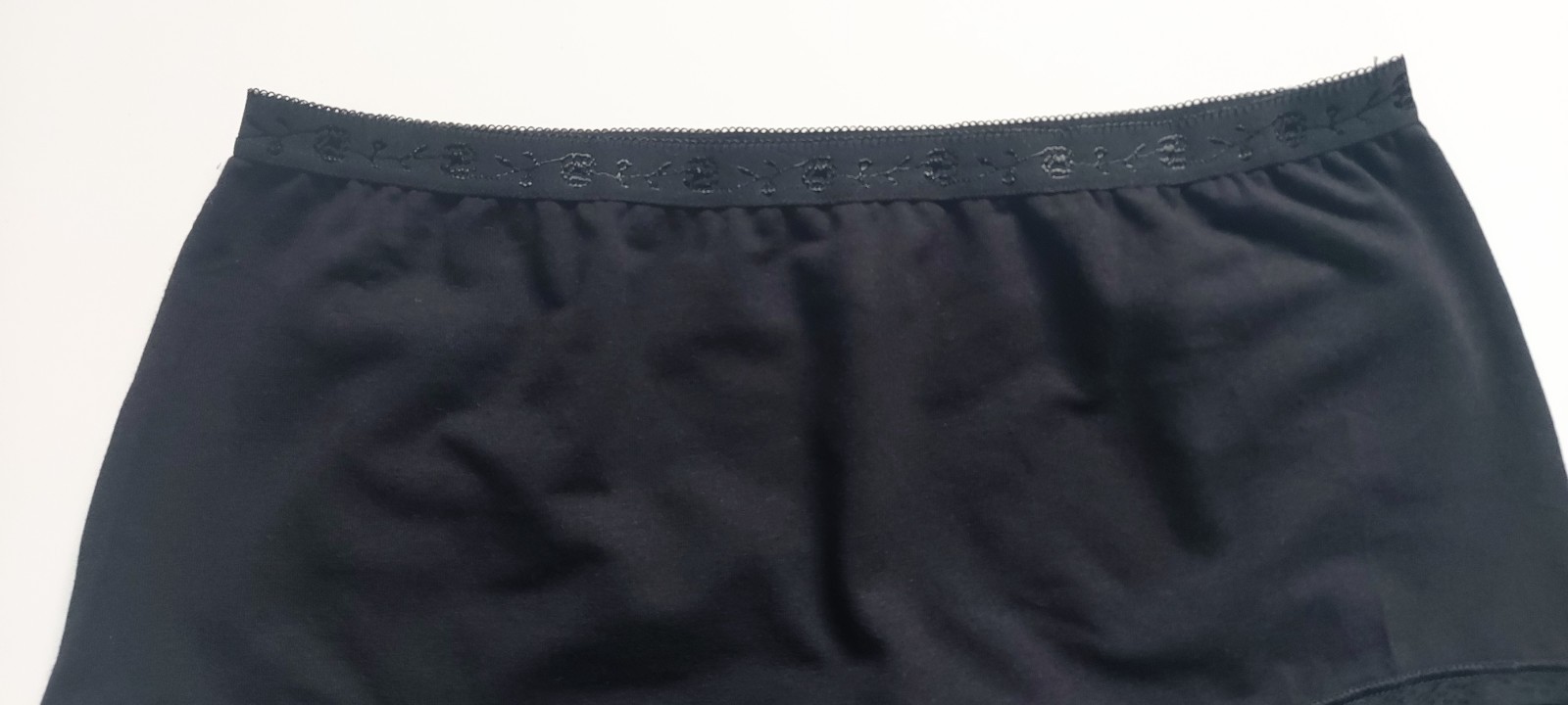 Authentic M & S BLACK Cotton Rich Jacquard Waist High Rise Full Briefs UK 10 -24