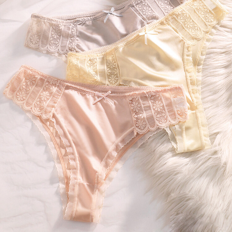 5PCS LOT Sexy Womens Silky Satin Panties Thong G string Brief Underwear Lingerie
