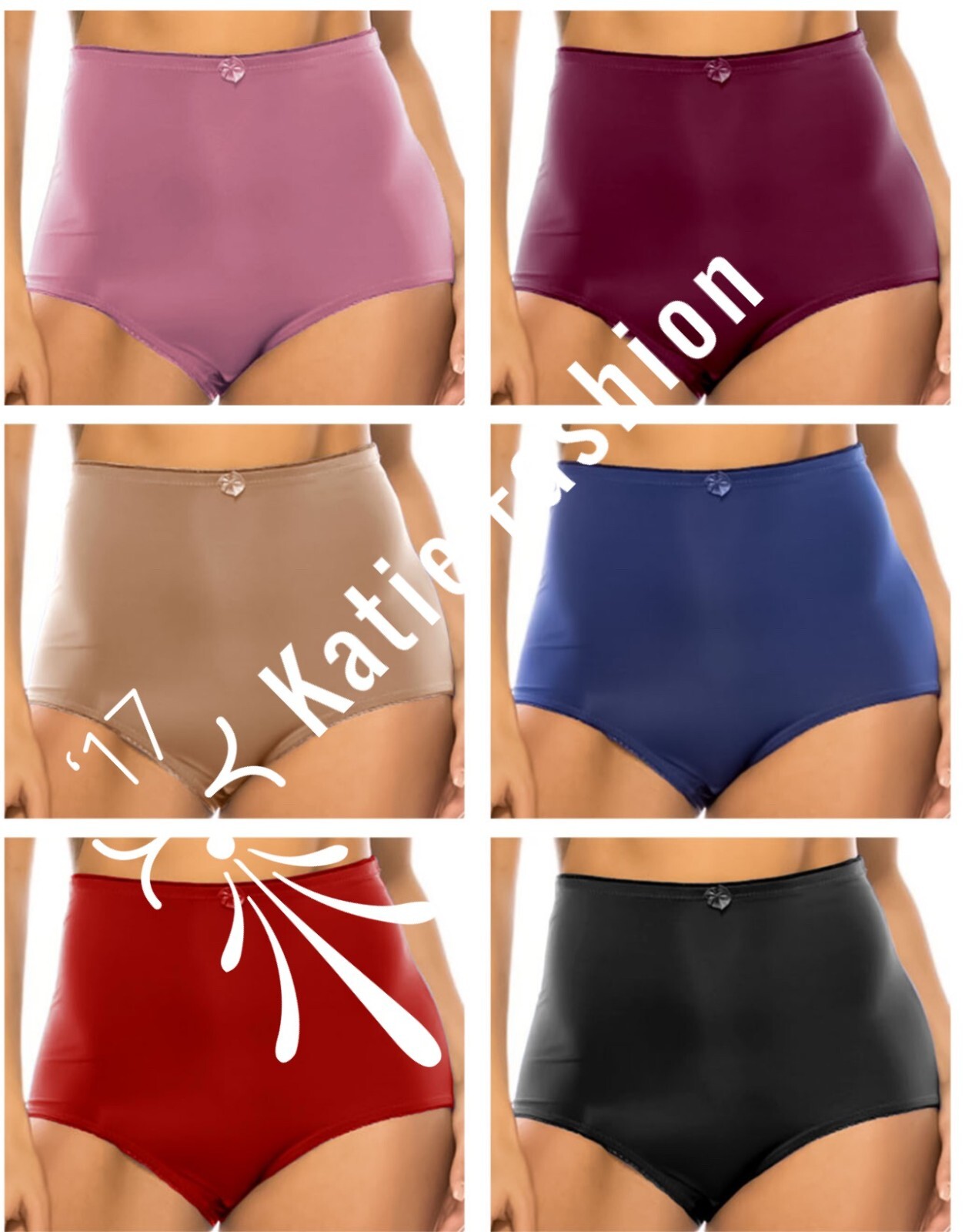 6 pk Women Full Coverage High Waist Light Tummy Control Satin Girdle Panty 2X-5X