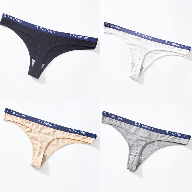 4PCS LOT Lady Womens Sexy Cotton Thong G string Panties Underwear Brief Lingerie