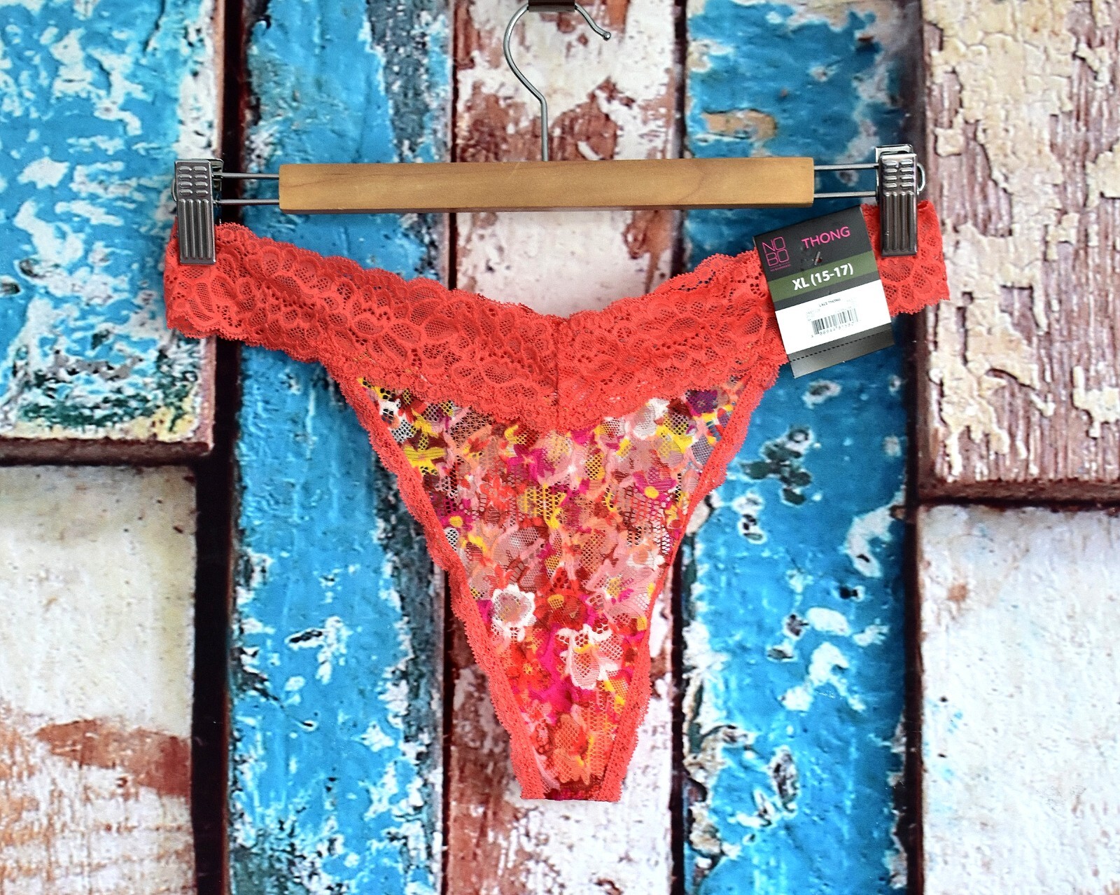Women’s NOBO No Boundaries Lace Thong Panties Underwear XLARGE Multicolor NEW