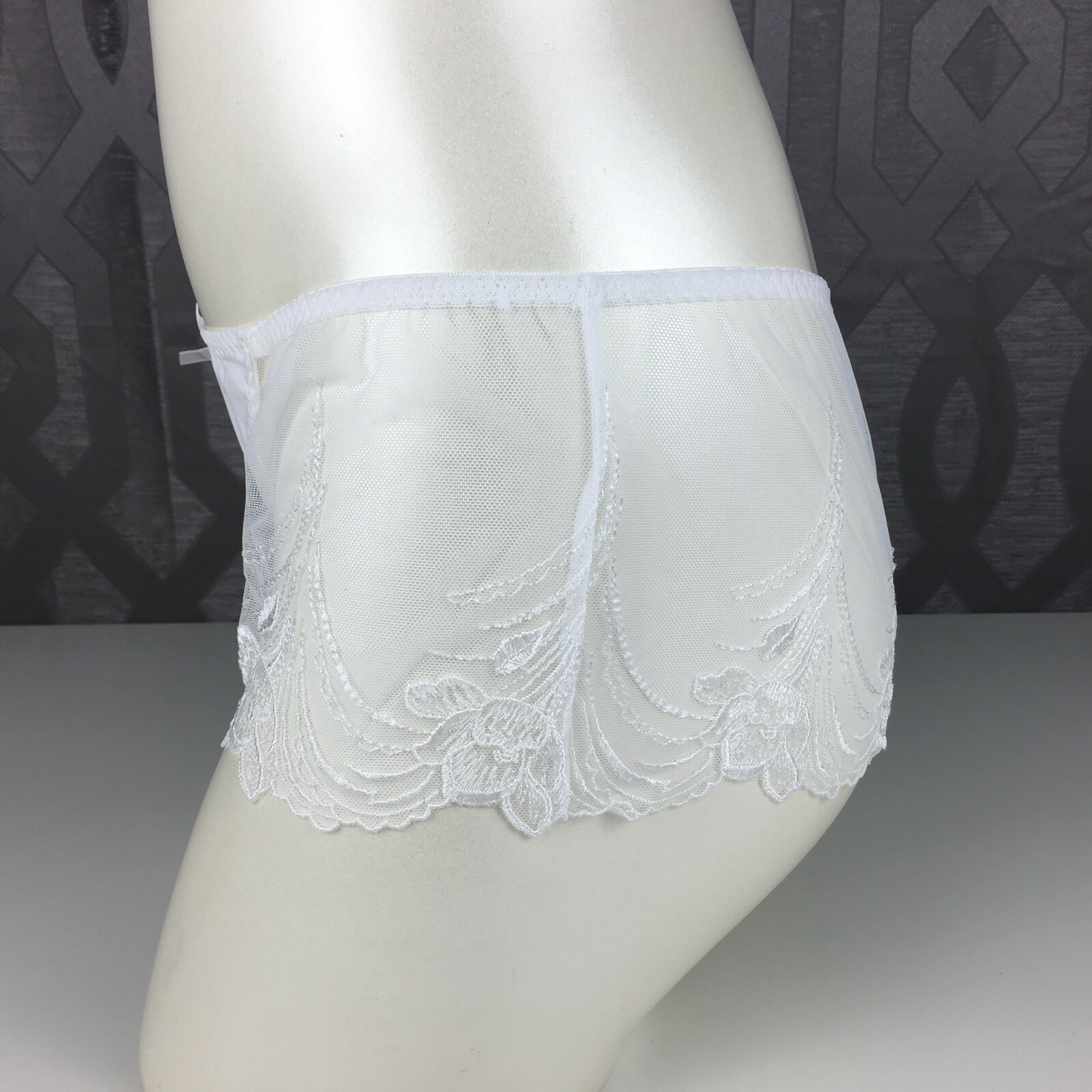 ALEGRO White Embroidered Sheer Hipster Boyshort Panty Lingerie – 9006B