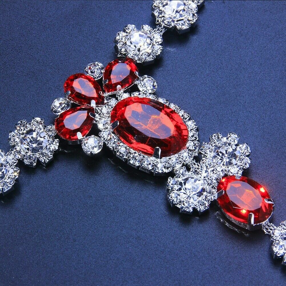 New Sexy Silver Color Rhinestone Underwear Chain Red Crystal Thong Panties