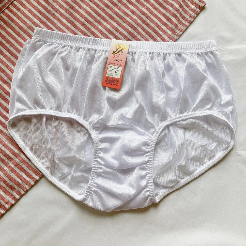 6 Pack White Nylon Briefs Unisex Underwear Soft Stretch Knickers M-2XL