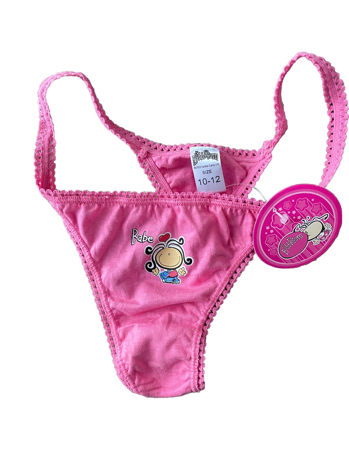 Bubblegum ladies Multi Babe Logo ￼Thong /Under Wear in Pink, brand new Size10/12