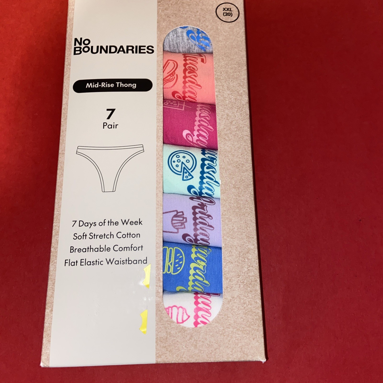 NO BOUNDARIES 7 PACK ! 7 DAYS OF THE WEEK THONG / XXLARGE