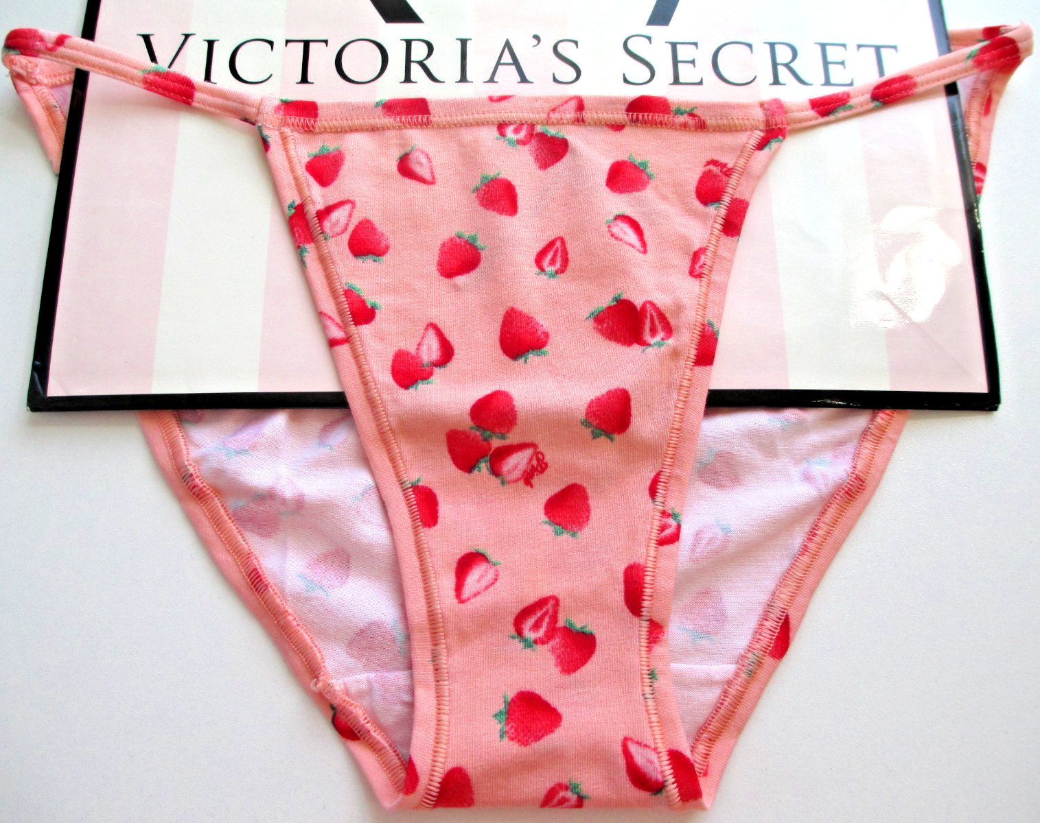 VICTORIA’S SECRET PINK Cotton String Bikini Panty S M L XL Strawberries NWT VS