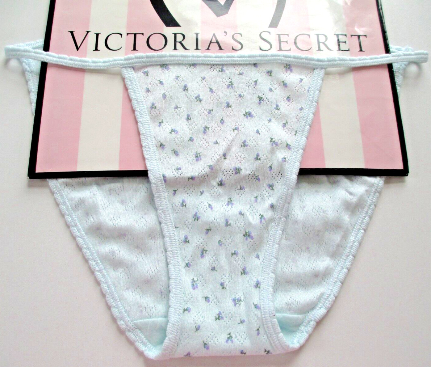 VICTORIA’S SECRET PINK 100% Cotton String Bikini Panty VS Blue Floral S M L XL