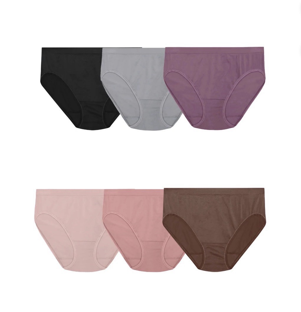 6-Pack FRUIT OF THE LOOM Women’s 7/L Nylon Hi-Cut 360 Stretch Panties Seamless