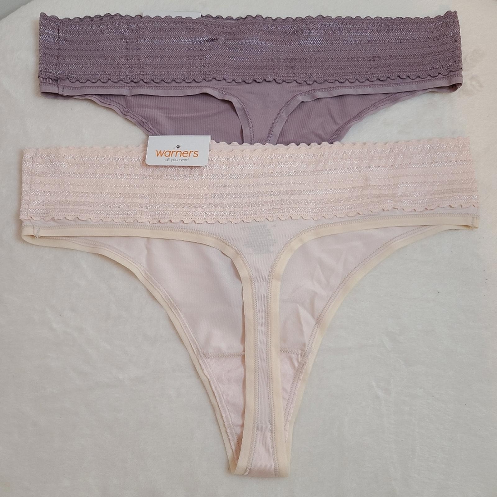 Warners 2pk Smooth Microfiber & Lace Thong Panties Size XL