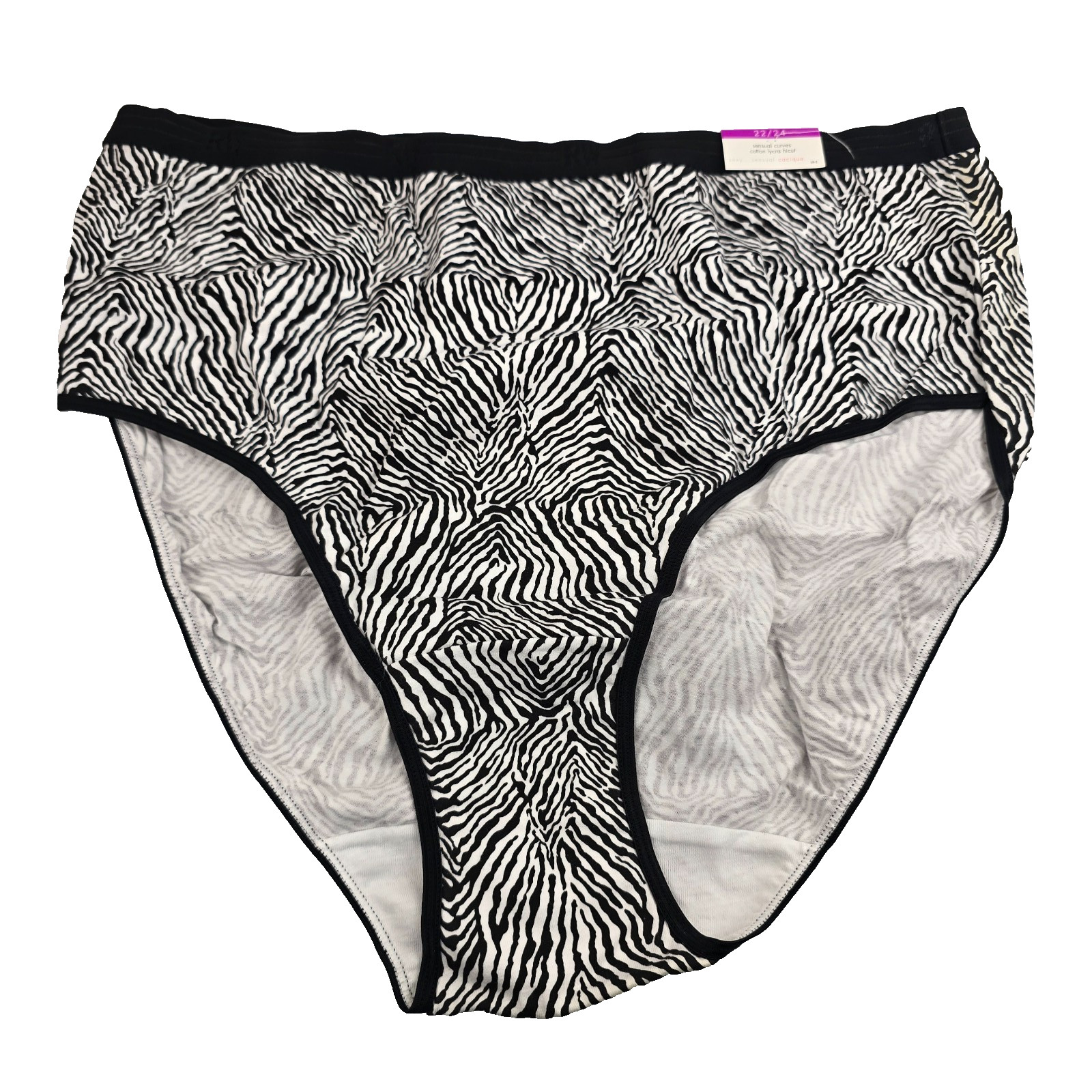 Lane Bryant Cacique Sensual Curves Cotton Lycra HiCut Panties Briefs Zebra 22/24