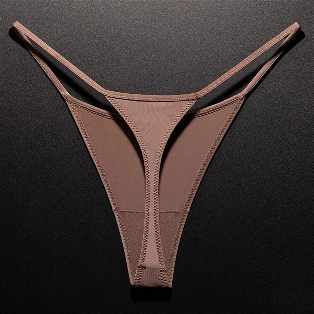 High Slit Spring/Summer New Leopard Print Thong for Women Sexy Ice Silk Seamless