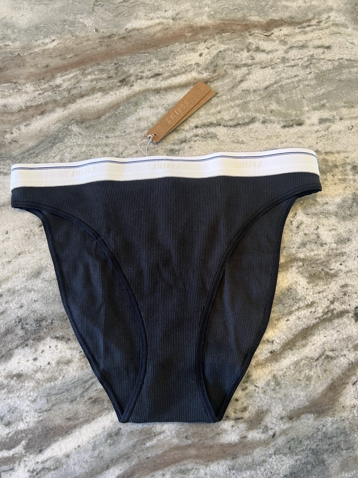 NEW SKIMS SM Cotton Rib High-Waisted Bikini Soot Sports Strip Underwear