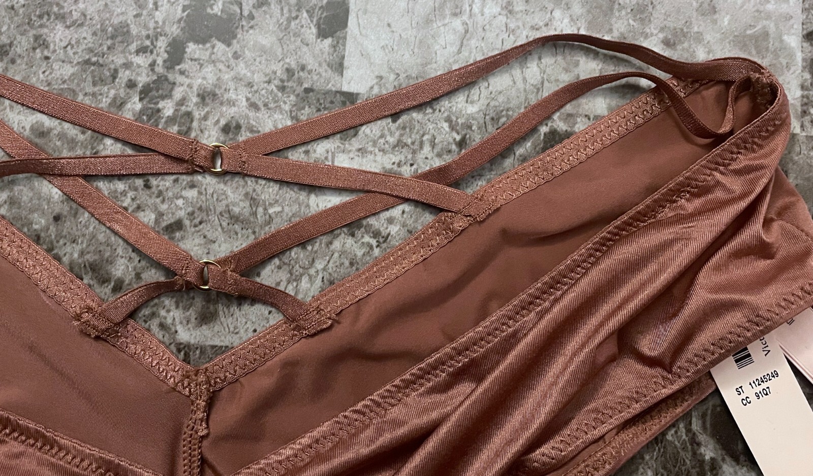 NWT VICTORIA’S SECRET MAUVE SATIN SMOOTH STRAPPY BACK HIGH LEG CHEEKY PANTIES