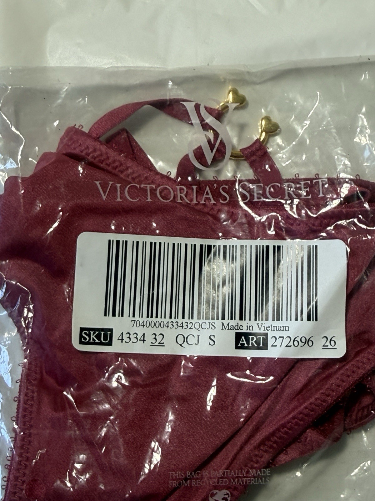 Victoria’s Secret Very Sexy Strappy-Back Ring Hardware Cheeky Panty Peony small
