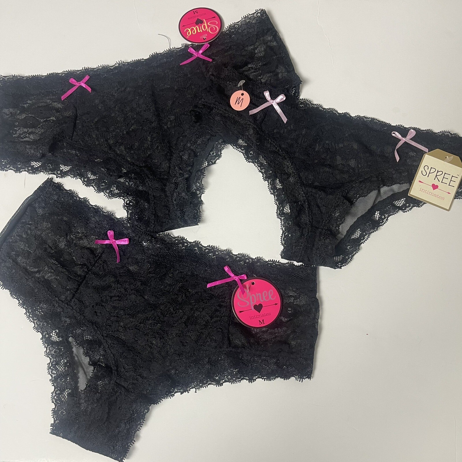 3 Lingerie Knickers Low-Waist Panty Lace Sexy Underwear Womens Black Lace Medium