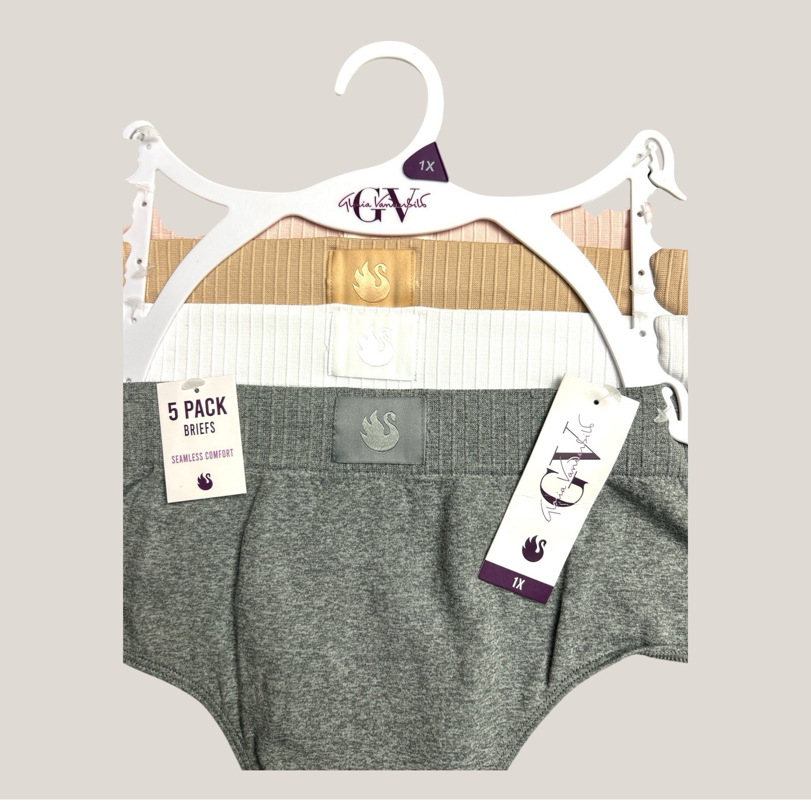 GLORIA VANDERBILT~5 Pck Briefs Seamless Comfort~Style BF1288~ALL SIZES~GREAT FIT